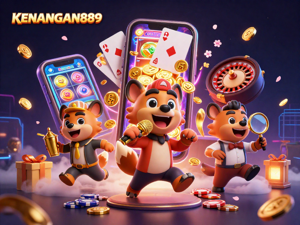 Engage with KENANGAN889's vibrant casino scene featuring hyenas in a comedy club.