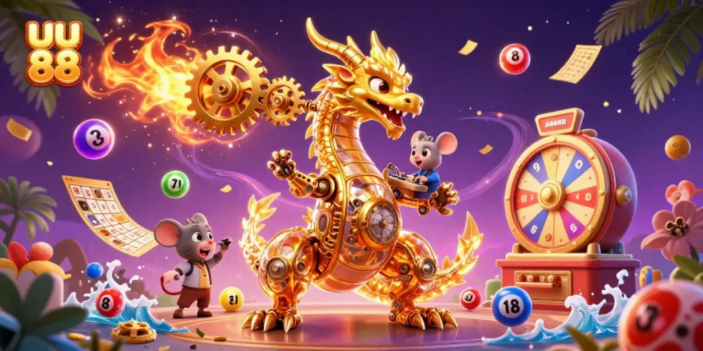 Experience thrilling gameplay in uu 88's vibrant online casino with spinning wheels and golden prizes.