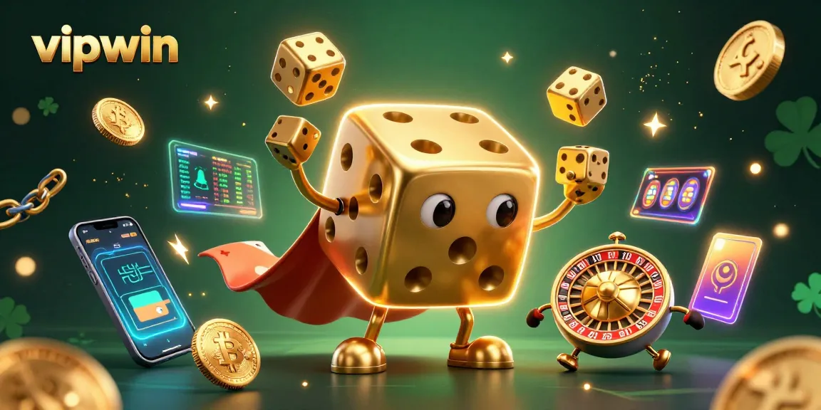 Engage with vipwin's thrilling crypto gaming experience featuring animated dice and coins.