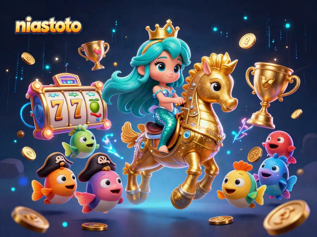 Putri duyung di niastoto mengarungi dunia slot dengan jackpot bersinar dan simbol berbuah.