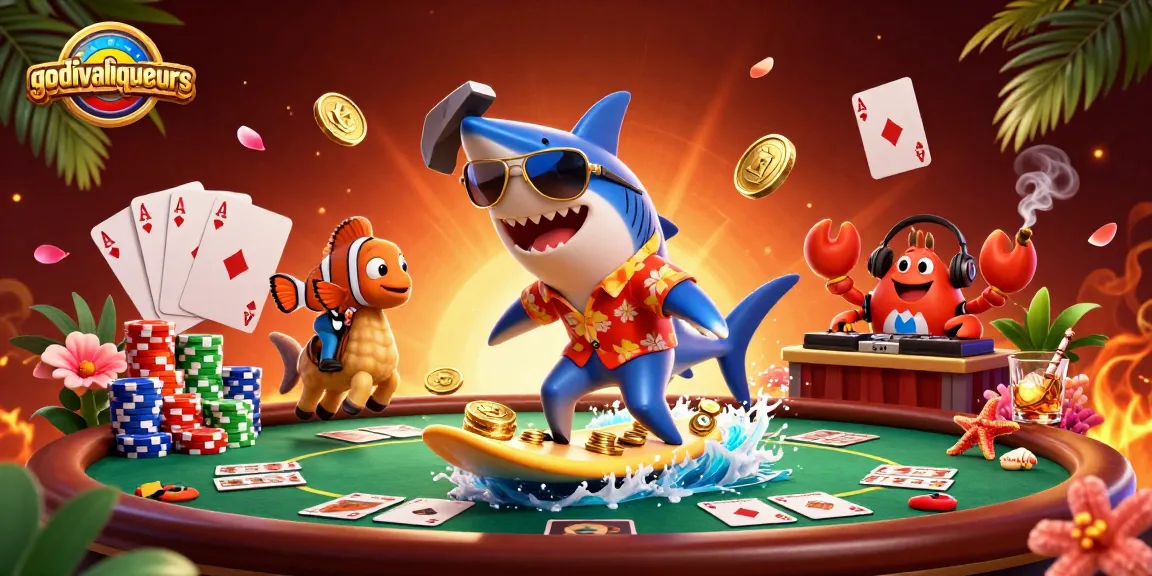 Experience thrilling wins with godivaliqueurs in this vibrant, packed 3D casino scene.