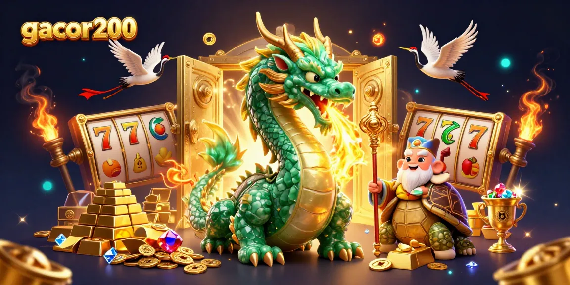 Mendapatkan kemenangan dengan gacor200 di slot online yang penuh dengan peti harta karun dan simbol keberuntungan.