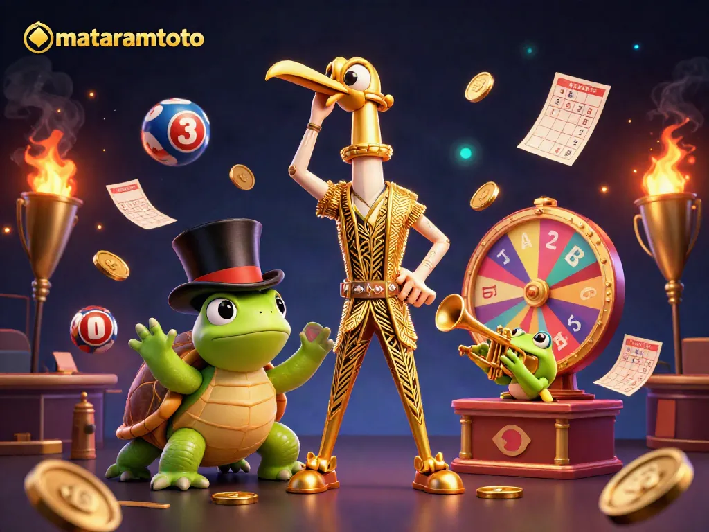 Engage in thrilling lottery games at MATARAMTOTO with dynamic, colorful illustrations and interactive elements.