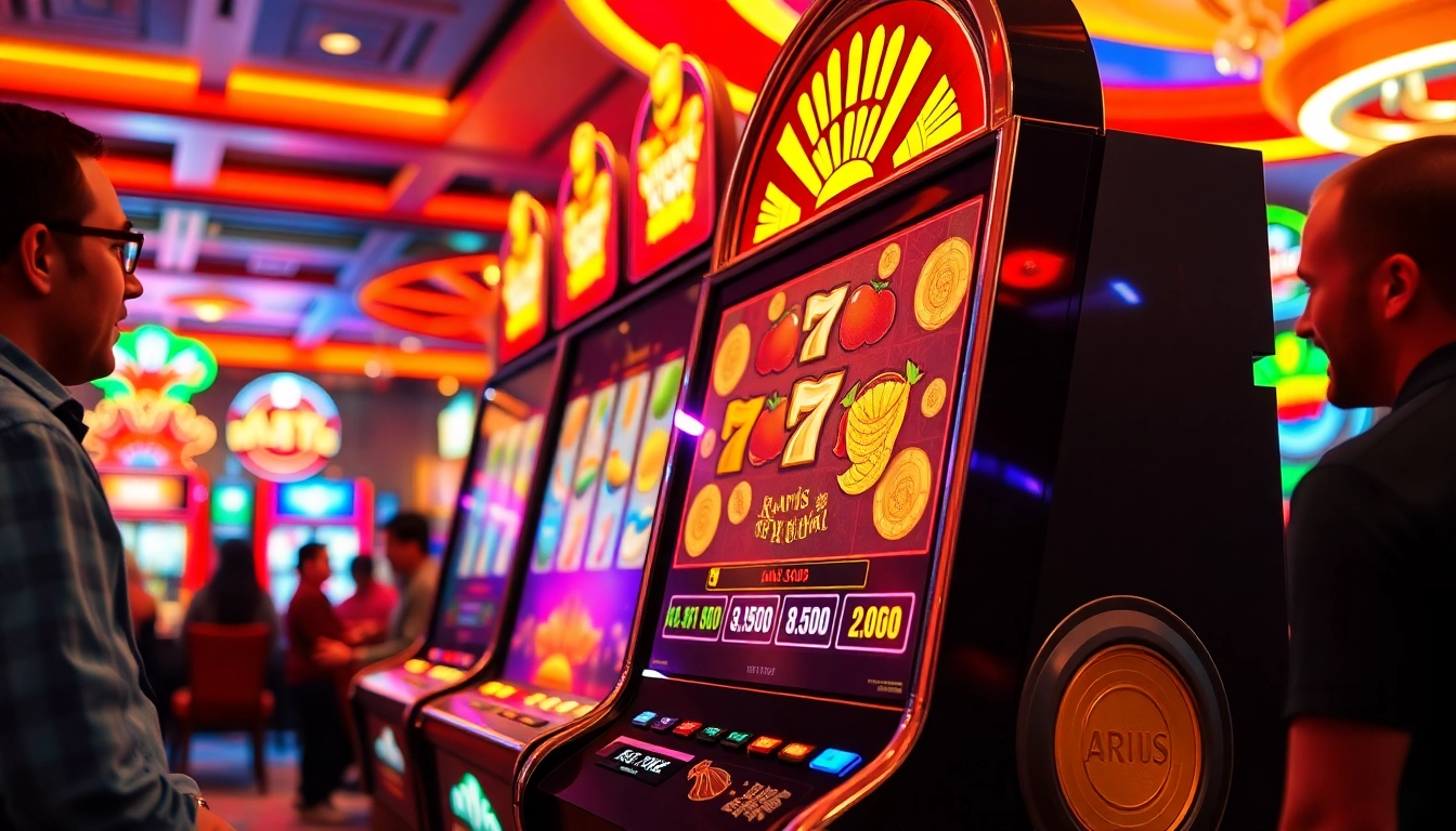 Putar Arus Hoki dengan penuh semangat di mesin slot kasino yang ceria.