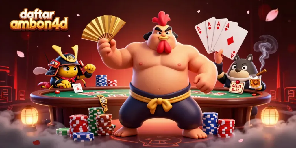 Experience daftar ambon4d thrills with a vibrant sumo wrestling scene at a dynamic poker table.