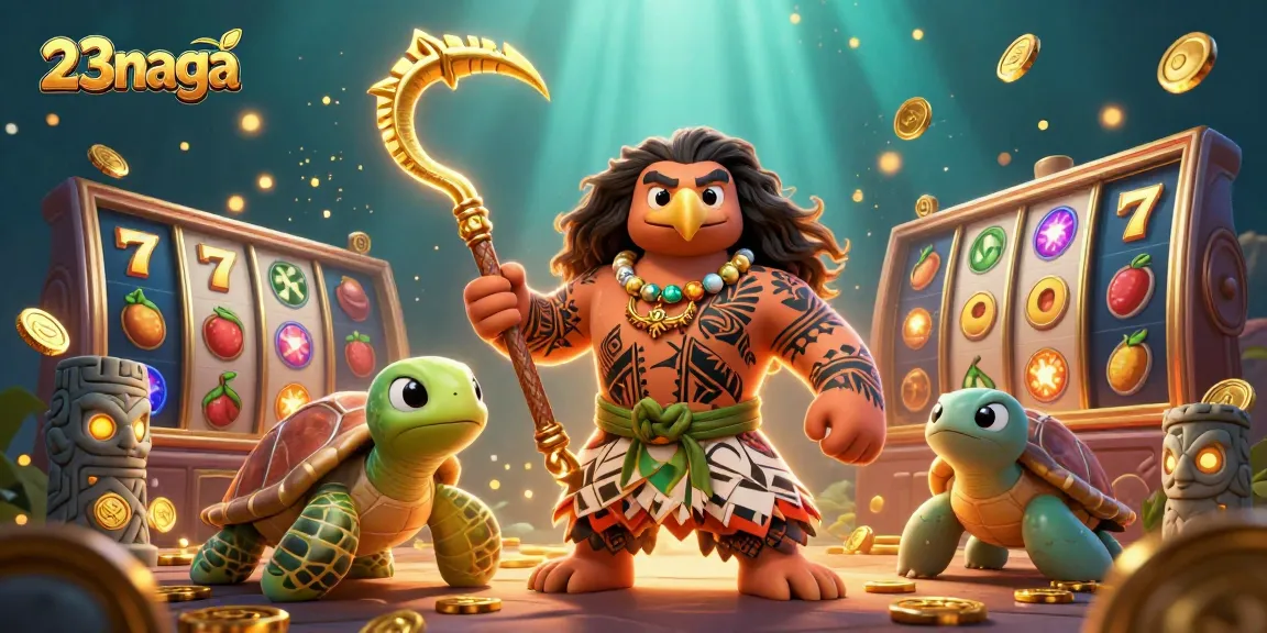 Gambaran 23naga slot dengan elang dan kura-kura di kasino, simbol jackpot bersinar.