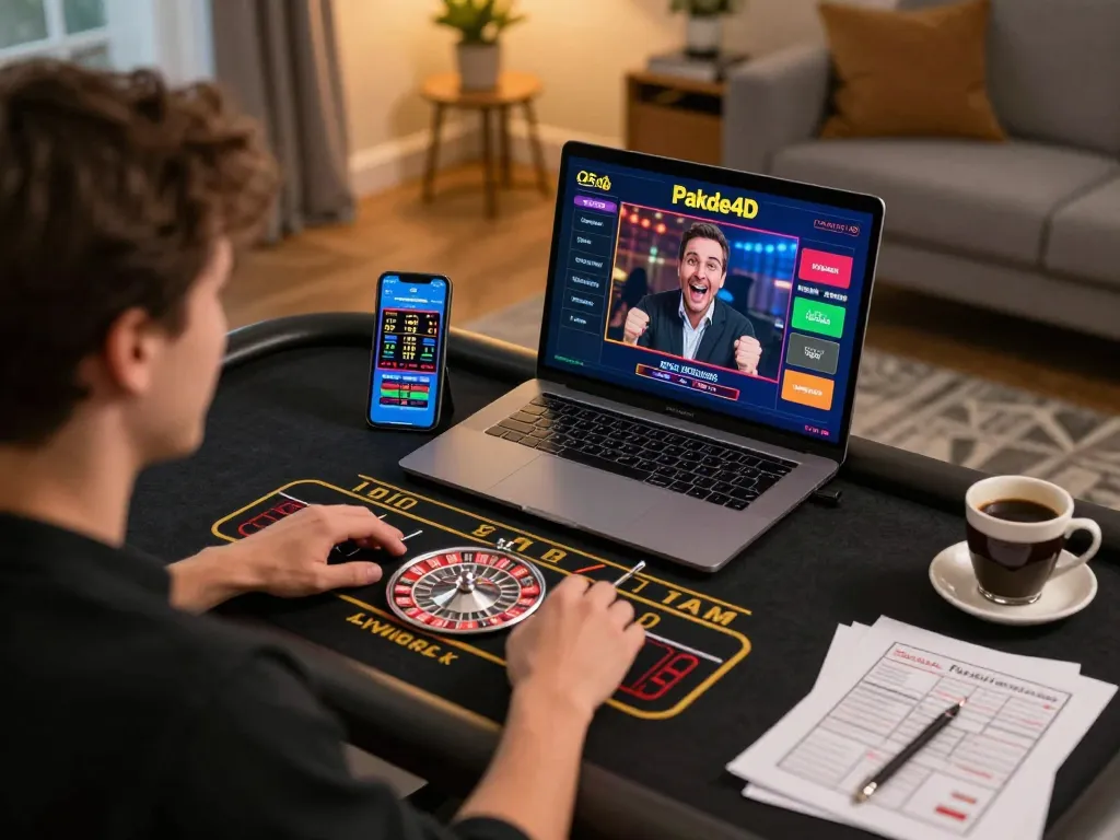 Engaging in live dealer roulette on Pakde4D's online casino platform from a cozy home setup