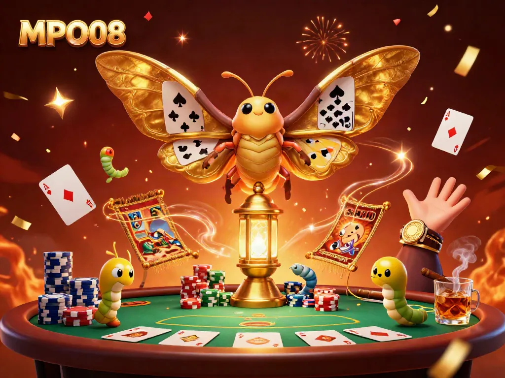 Engage with MPO08's dynamic casino scene featuring 3D characters and poker action.