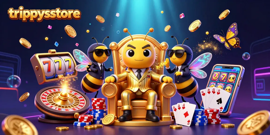 Engage in thrilling gameplay at trippysstore with vibrant slot reels and casino elements.