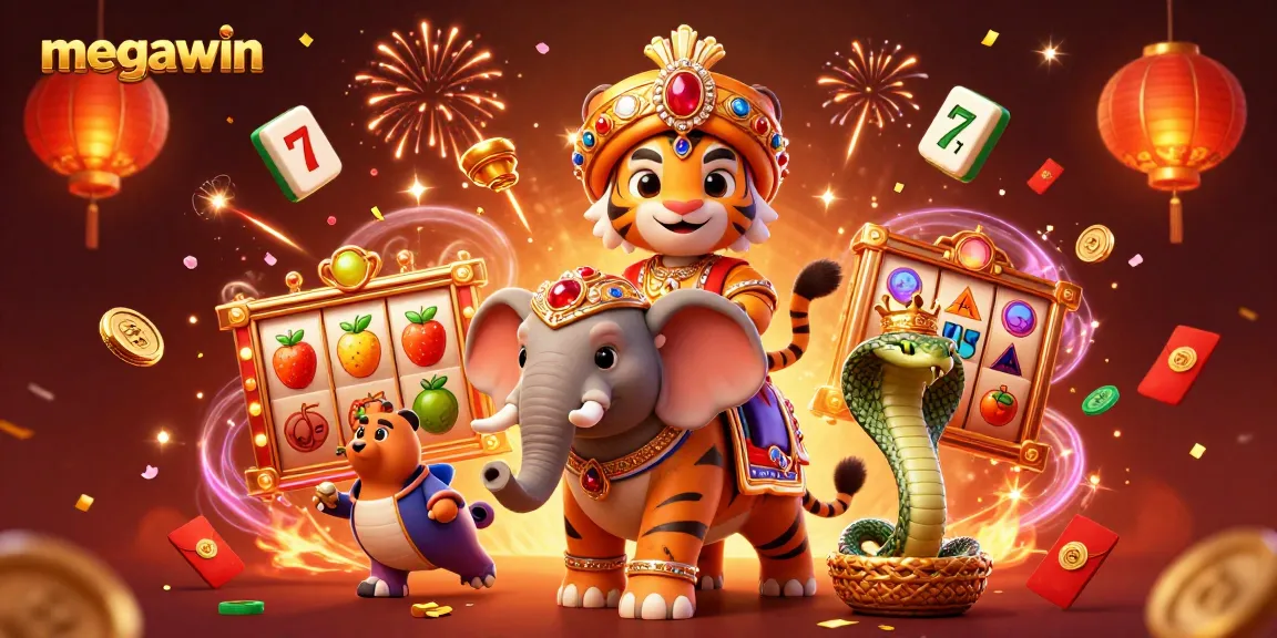 Megawin menggairahkan kemenangan besar dengan slot yang mewah dan simbol keberuntungan dalam ilustrasi kasino digital.