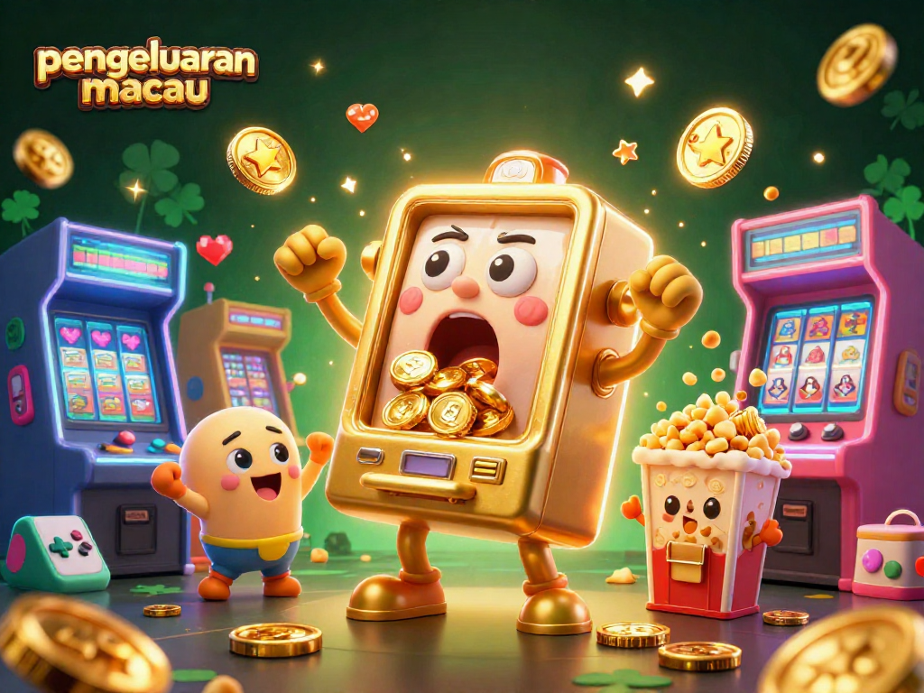 Gambaran slot macau menunjukkan 'pengeluaran macau' saat jackpot menyebabkan koin melimpah.