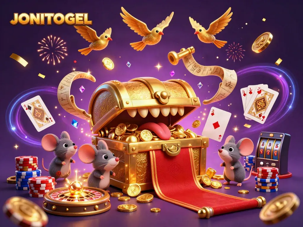 Engage with JONITOGEL's rich visuals showcasing thrilling casino elements and exciting game mechanics.
