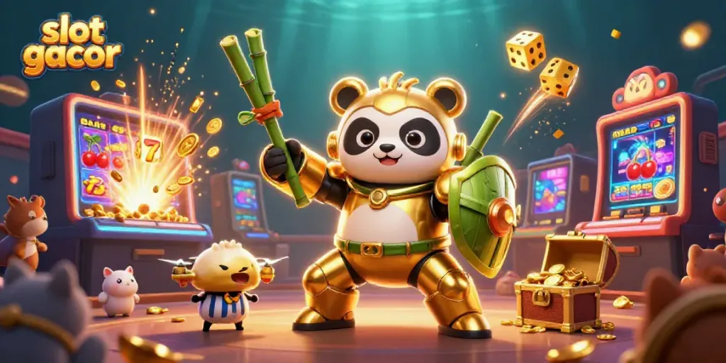 Visual perjudian slot gacor yang menarik, dengan simbol dan elemen permainan yang dinamis.