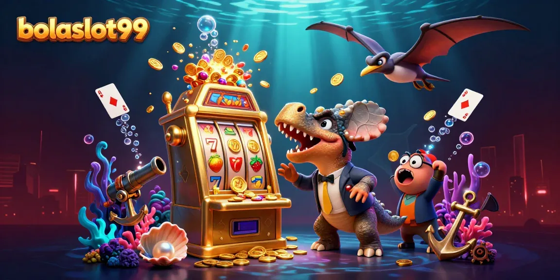 Experience the excitement of bolaslot99 with a dinosaur jackpot scene full of vibrant casino action.
