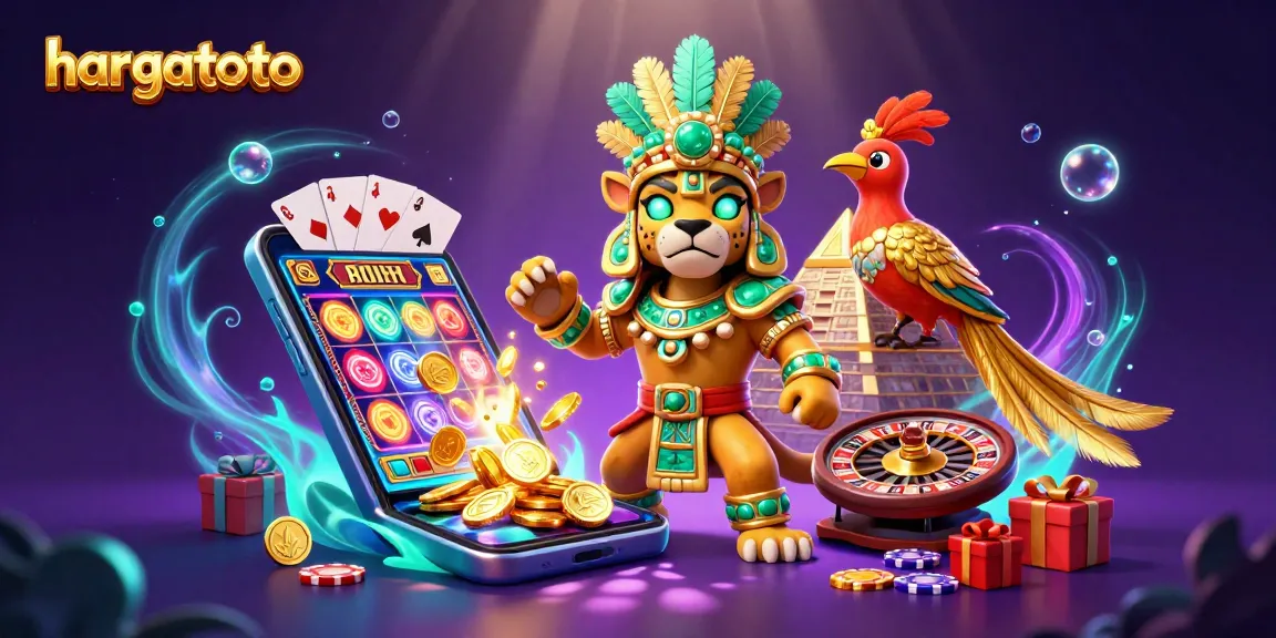 Experience the excitement of hargatoto with a vibrant slot game illustration featuring dynamic casino elements.