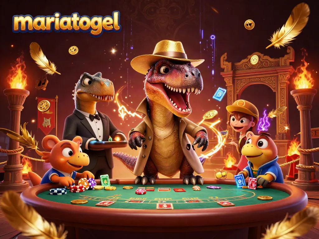 Playing at a blackjack table, mariatogel’s velociraptor character adds excitement to the gaming scene.