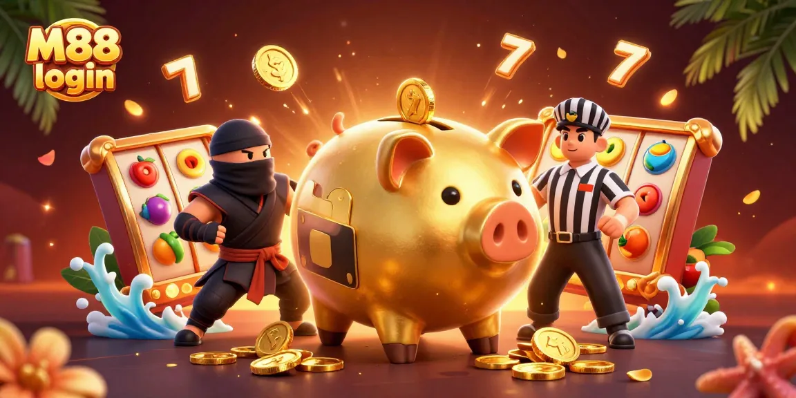 Experience the thrill of M88 login with dynamic casino elements and vibrant characters.