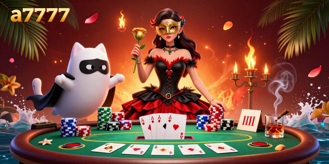 Engage with a7777 at a thrilling poker table filled with dramatic elements and a captivating atmosphere.