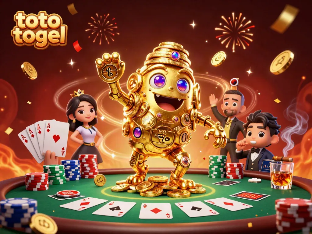 Experience thrilling toto togel gameplay with a vibrant 3D illustration showcasing dynamic casino elements.