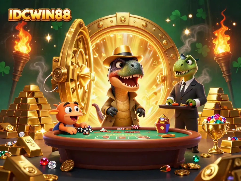 Experience thrilling play at IDCWIN88 casino with dynamic characters and sparkling treasure.