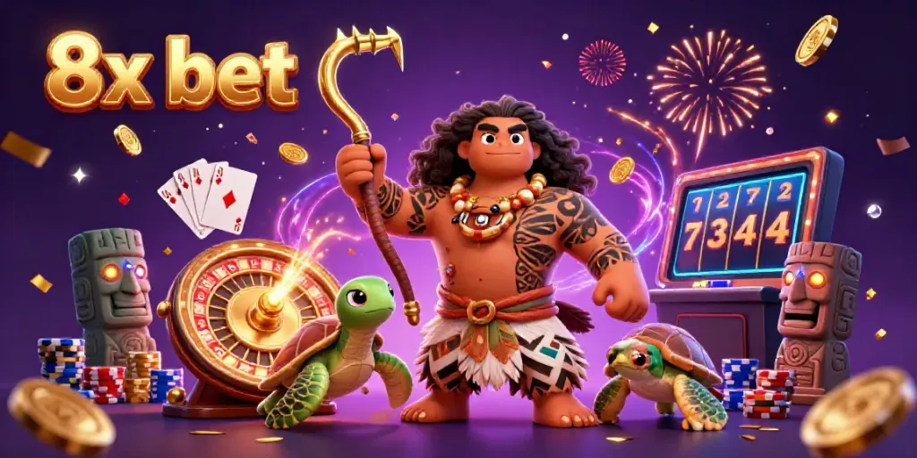 Experience the excitement of 8x bet with vibrant characters and casino elements illustrating dynamic gaming.