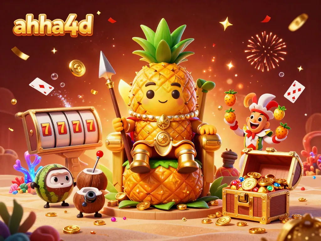 Experience the golden pineapple king in the vibrant beach casino scene, highlighting ahha4d.