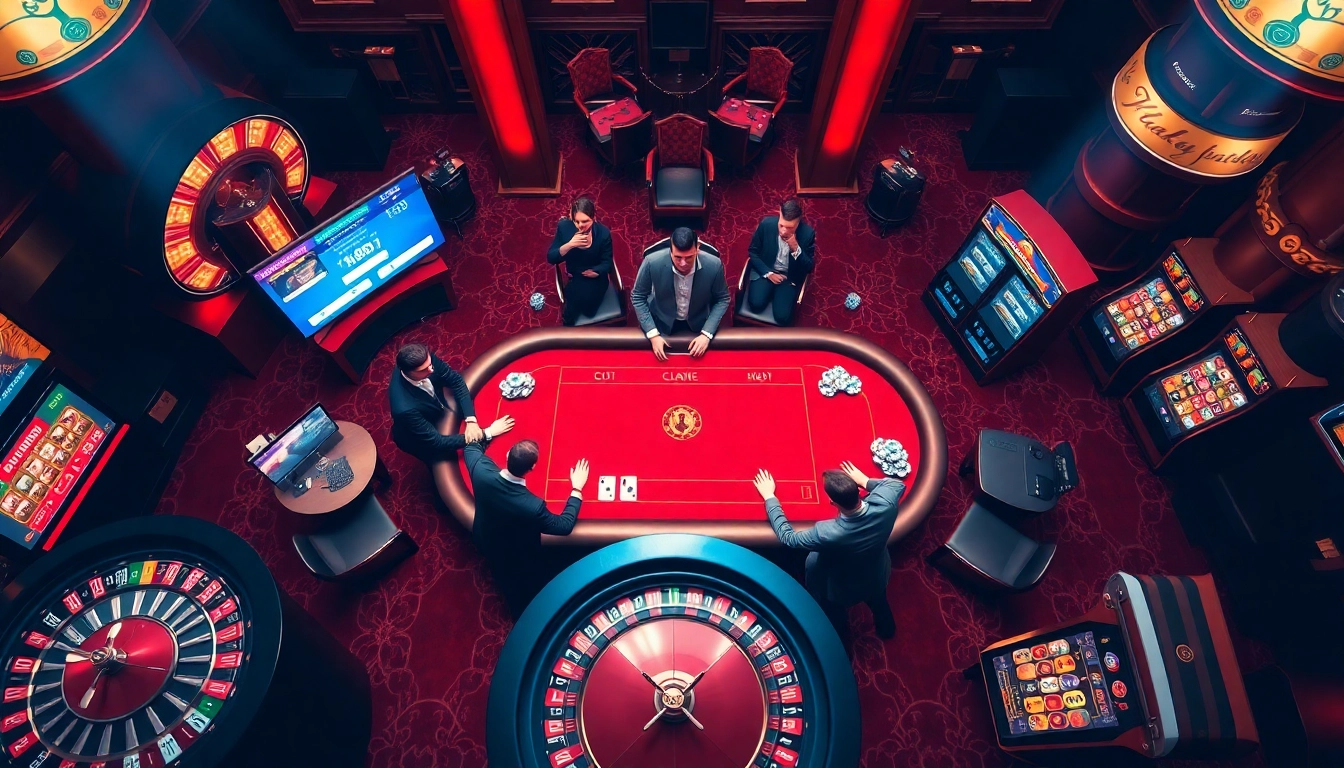 Experience high-stakes gaming at Nohu90 with engaging roulette and poker scenes.