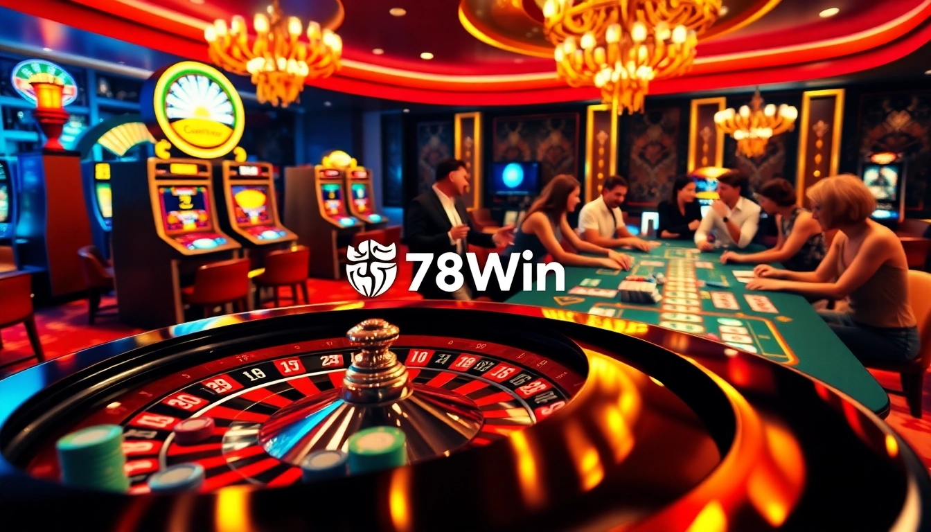 Players enjoying thrilling table games at 78Win casino, showcasing excitement and engagement.