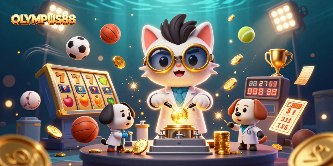 OLYMPUS88 bermain slot dalam ilustrasi 3D, menunjukkan permainan yang menarik dan peluang menang.