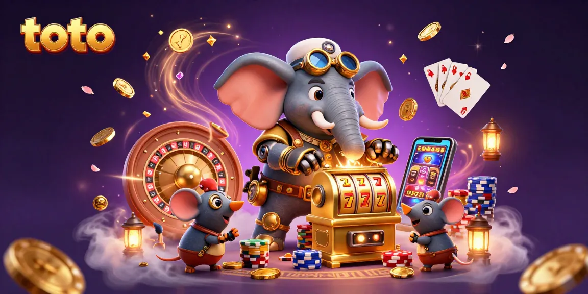 Menangkan permainan toto dengan mesin slot emas dan karakter unik dalam suasana kasino yang memikat.