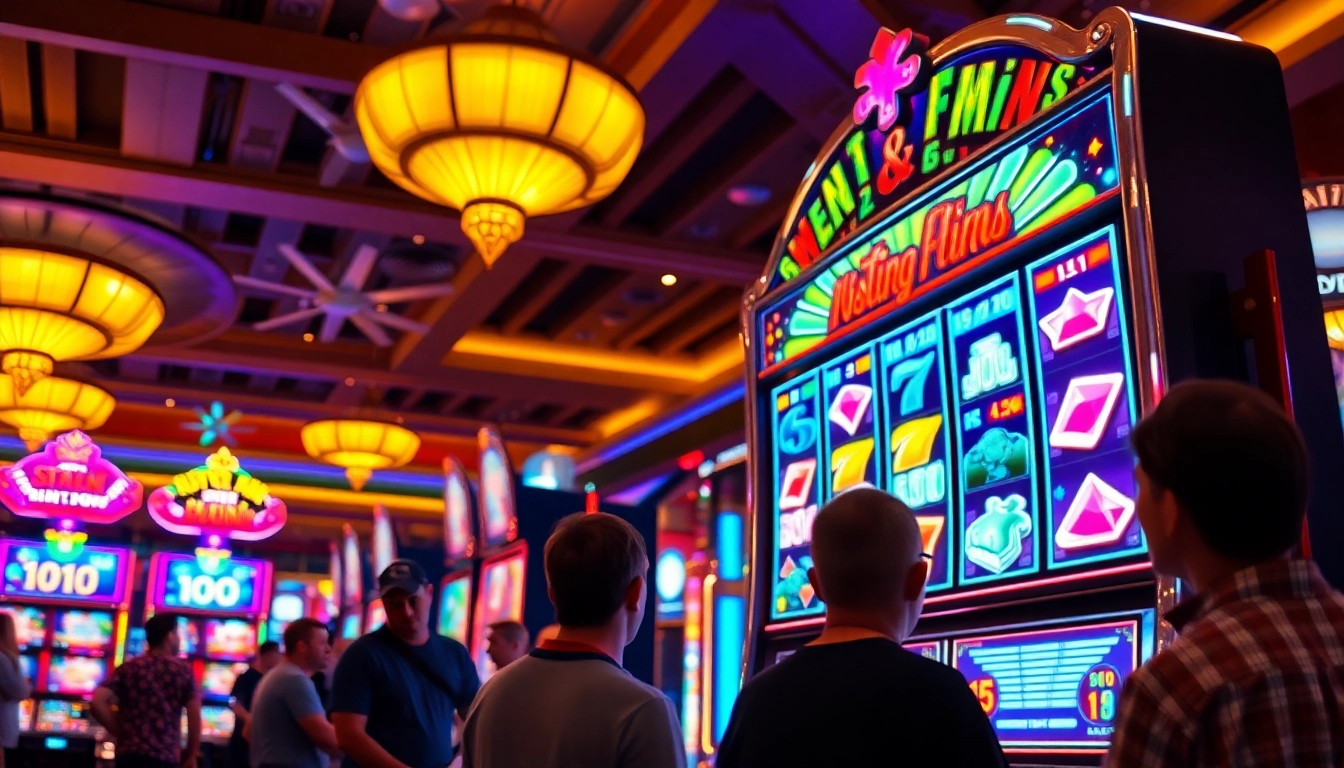 Menangkan slot di mesin kasino dengan grafik cerah dan suasana yang penuh semangat.