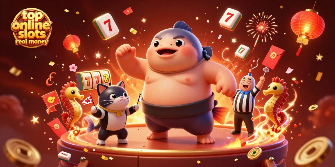 Experience the thrill of top online slots real money with our vibrant underwater casino scene featuring a fugu, catfish referee, and lucky symbols.