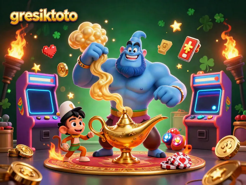 Groove into thrilling gameplay with GRESIKTOTO's vibrant casino scene, highlighted by dynamic characters and engaging elements.
