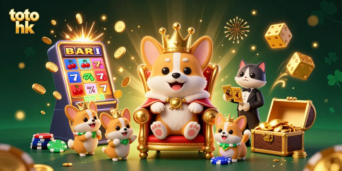 Menangkan jackpot di toto hk dengan ilustrasi kasino 3D yang menakjubkan saat corgi kerajaan beraksi.