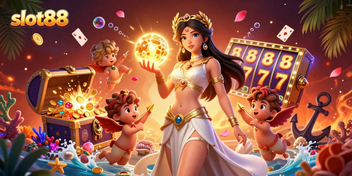 Experience the thrill of slot88 in this vibrant casino illustration with mystical characters.