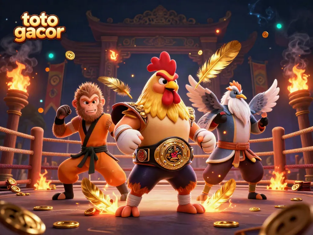 Permainan seru dan strategi toto gacor dengan ayam Muay Thai, monyet Shaolin dan master bangau.