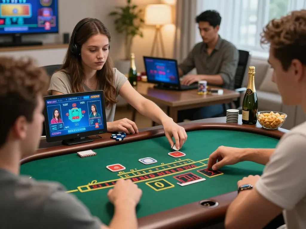 Players enjoying live dealer blackjack on SC88 platform with vibrant home casino setup.