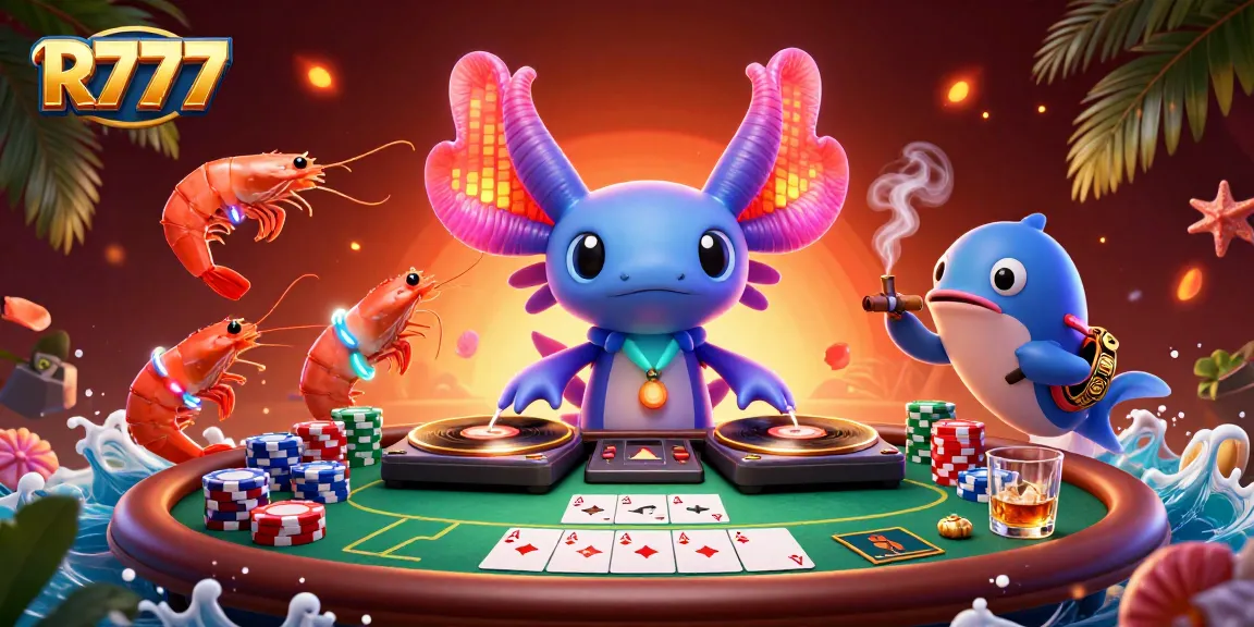 Experience the excitement of R777 with lively neon characters and dynamic casino elements