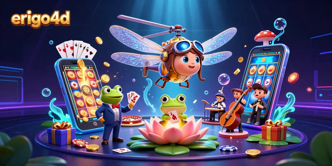 Experience the thrill of erigo4d slots with vibrant casino elements and a dynamic 3D scene.