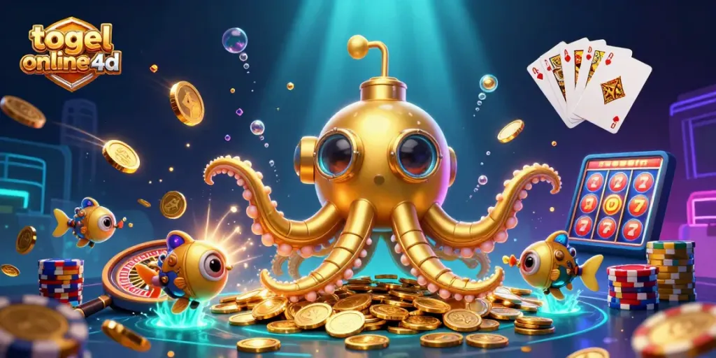 Menang dalam permainan togel online 4d dengan kreasi ilustrasi 3D yang penuh warna dan detail