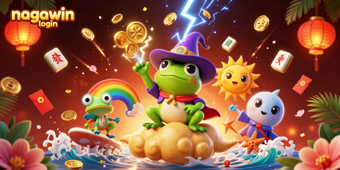 Experience the excitement of online gaming with a nagawin login access, highlighted by vibrant coins and characters.