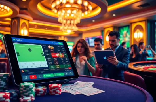 Experience the thrill of thể thao ee88 sports betting with an exciting casino scene filled with action.