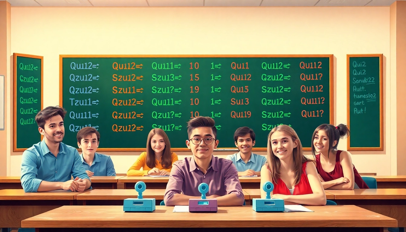 Engaging quiz competition scene showcasing students actively participating in a lively quiz.