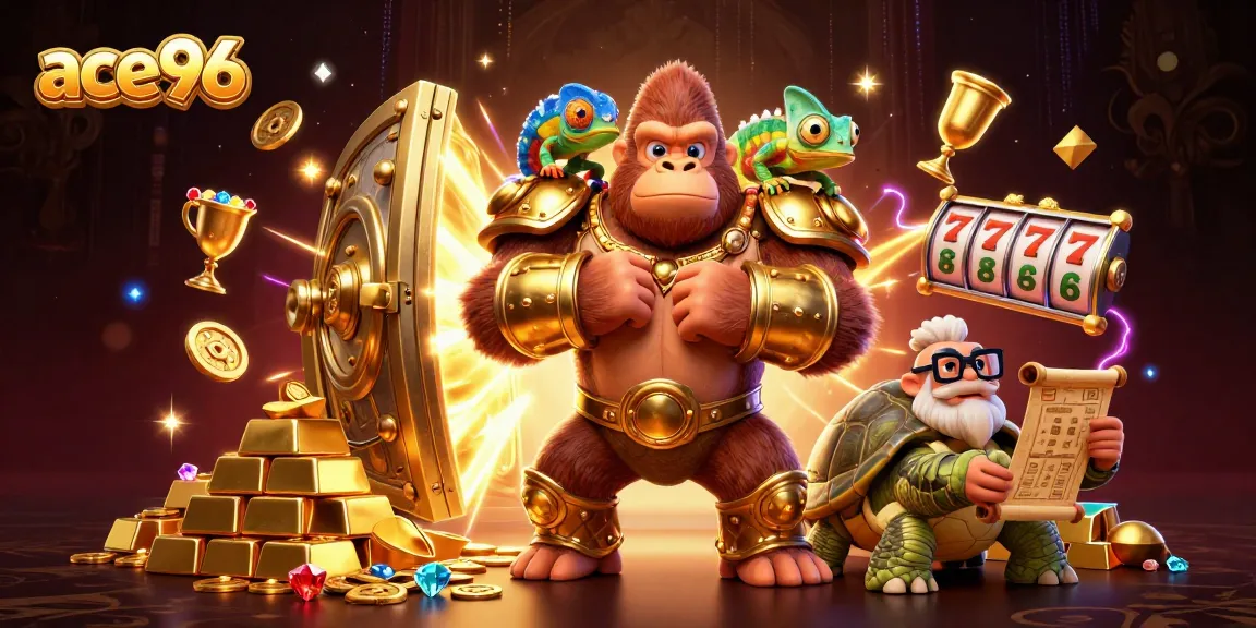 Experience thrilling gameplay with ace96's dynamic scene showcasing premium gaming elements in an immersive casino environment.