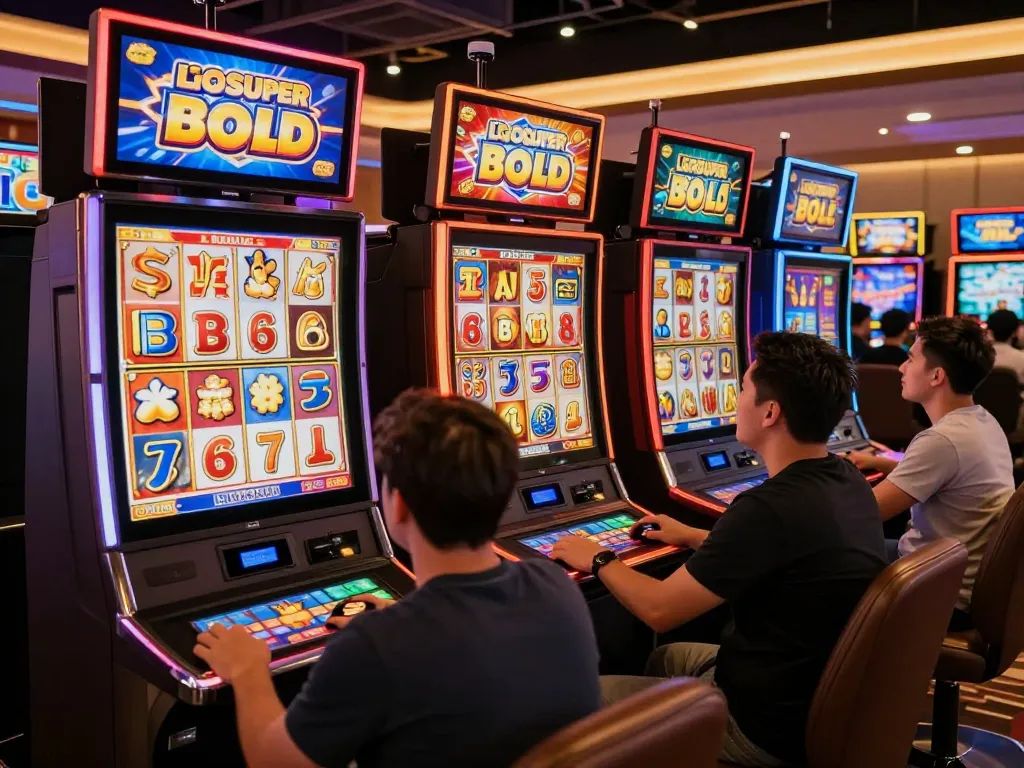 Engaged players enjoying the vibrant rewards of LGOSUPER slot machines at an online casino