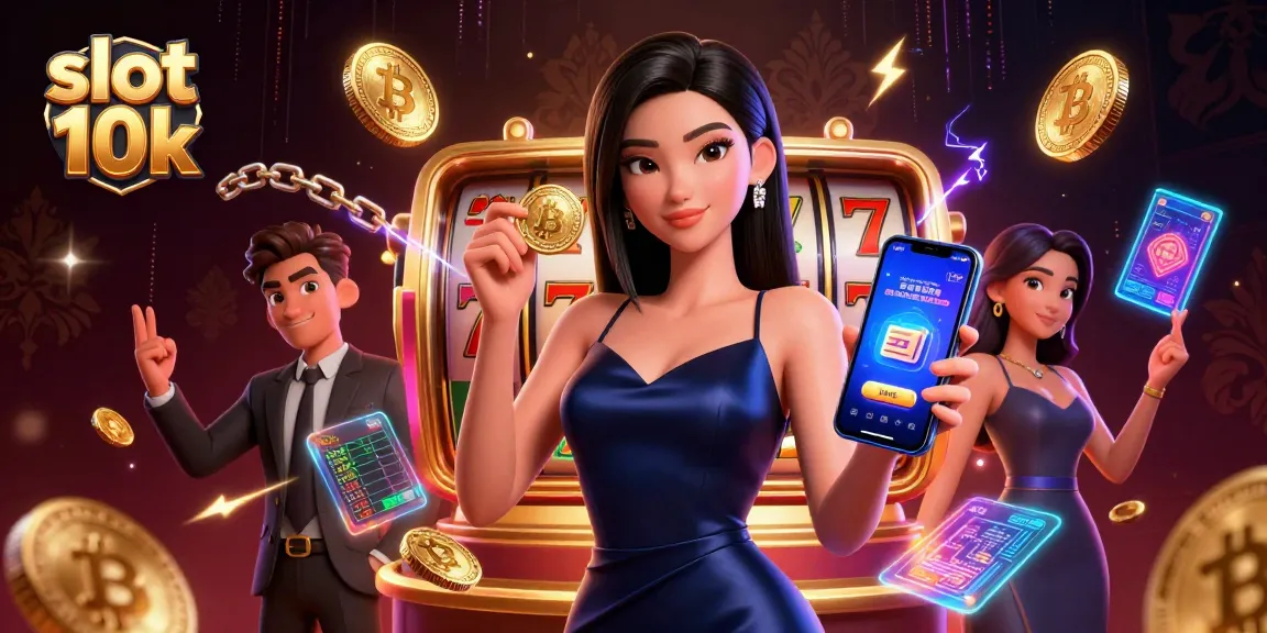 Experience thrilling gameplay with slot 10k as a stunning Asian woman engages with a casino app and golden chip.