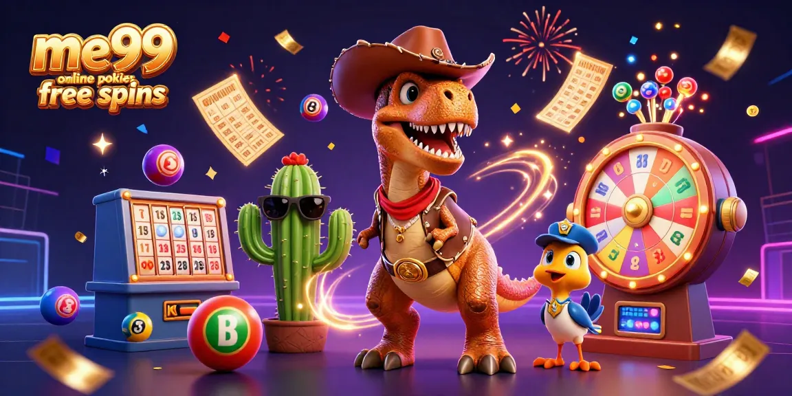 Experience the excitement of me99 online pokies free spins with vibrant slot reels and fun characters.
