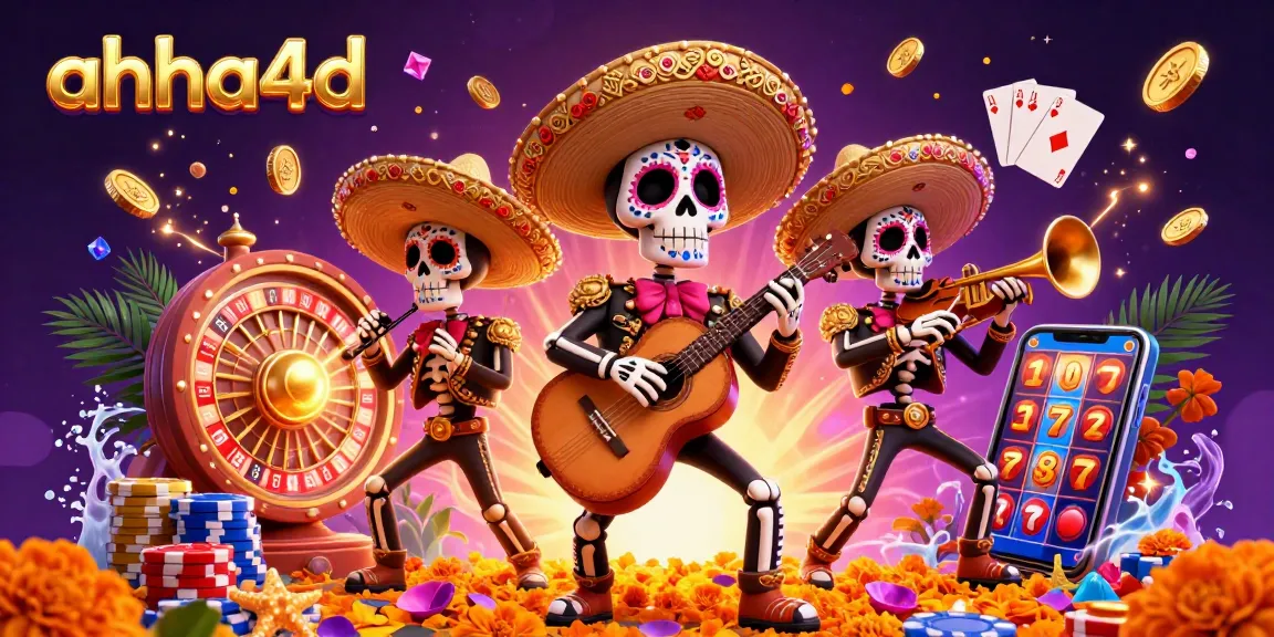 Win big with ahha4d's thrilling 3D casino illustration featuring vibrant characters and game elements.