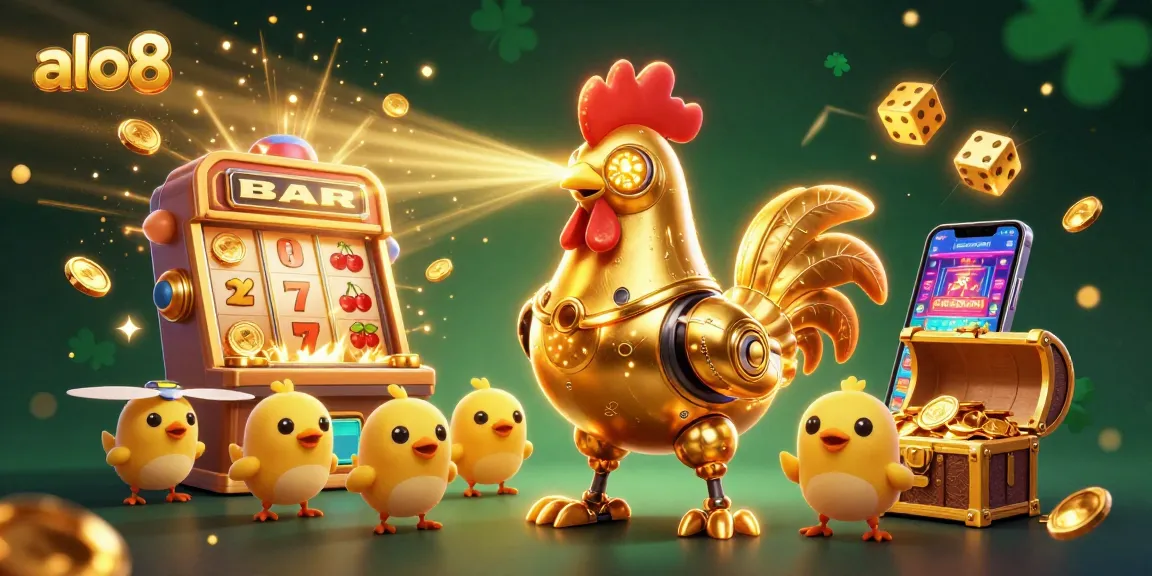 Experience thrilling casino action with the engaging alo8 scene of vibrant slot machines and playful characters.