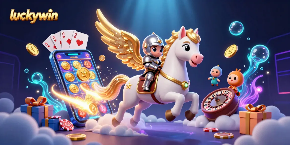 Experience luck and excitement with luckywin's vibrant casino illustration showcasing dynamic games and rewards.